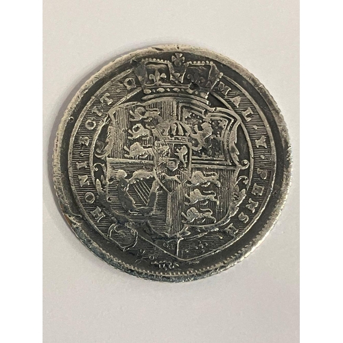 567 - 1816 GEORGE III SILVER BULLHEAD SIXPENCE. Very fine condition, but dirty. Could use a gentle clean.