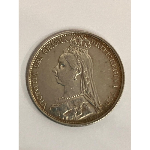 595 - 1887 SILVER SIXPENCE . Queen Victoria Golden Jubilee Mintage. Condition Brilliant/poss Uncirculated.... 