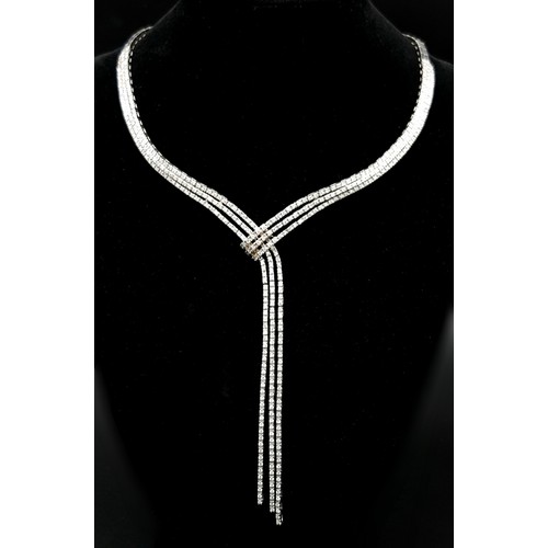 508 - A WGI Certified 18K White Gold (tested) Necklace set with 430 Brilliant Round Cut Diamonds! 4.50ctw,... 