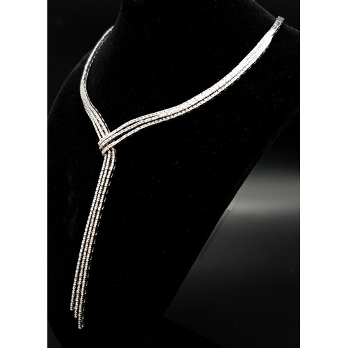 508 - A WGI Certified 18K White Gold (tested) Necklace set with 430 Brilliant Round Cut Diamonds! 4.50ctw,... 