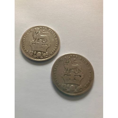 714 - 2  x  GEORGE IV SILVER SHILLINGS. Consecutive years. 1825 and 1826 both fine/very fine condition.