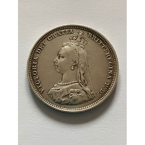 763 - 1887 SILVER SHILLING. Queen Victoria Golden Jubilee Mintage. Extra fine condition. Having clear and ... 