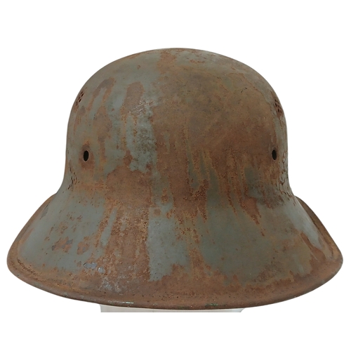 1213 - A WW2 German Luftschutz Helmet (air raid police) No Liner. There is an extra hole drilled in the pea... 