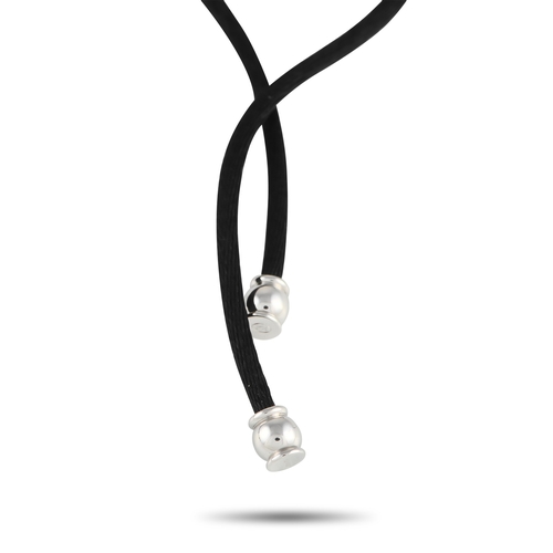 1665 - An Cartier Le Baiser du Dragon 18K White Gold Pendant Necklace. Suspended from a 24 black silk cord,... 