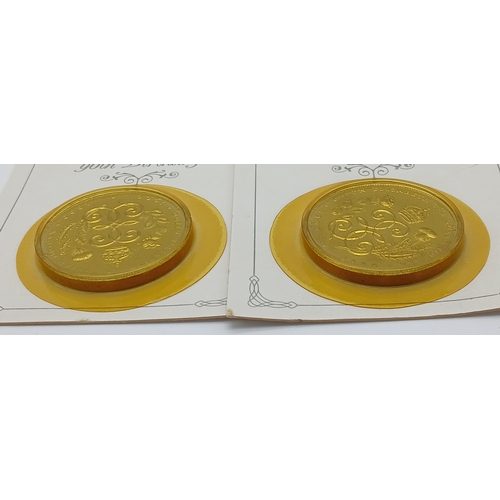 1639 - Two 1990 Elizabeth II Queen Mother's 90th Birthday Commemorative Proof Coins. Gold-toned, in origina... 