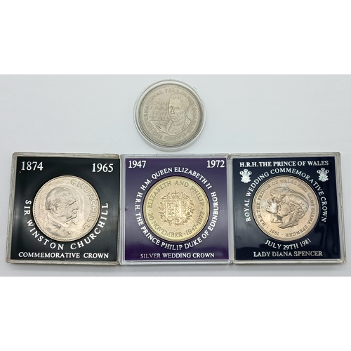 1653 - Four Commemorative Coins. 1981 Royal Wedding crown coin, 1981 International Year of the Disabled cro... 