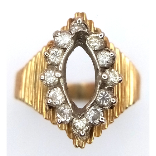 45 - A 14K Yellow Gold Diamond Ring. Missing its centre stone - all you need is a 0.40ct (approx) marquis... 