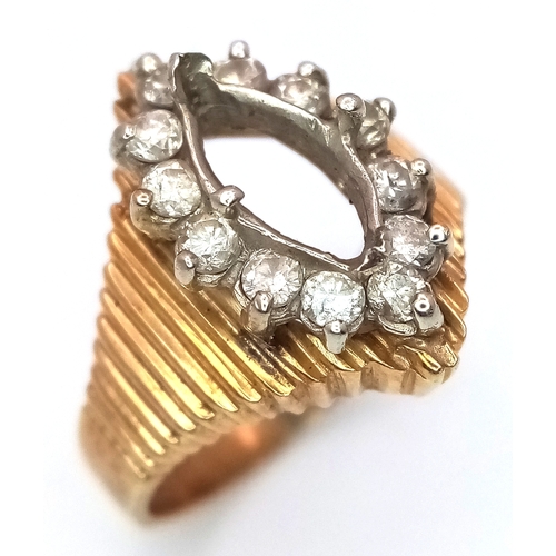 45 - A 14K Yellow Gold Diamond Ring. Missing its centre stone - all you need is a 0.40ct (approx) marquis... 