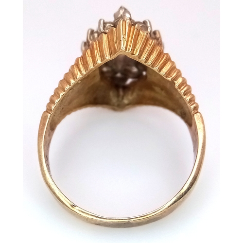 45 - A 14K Yellow Gold Diamond Ring. Missing its centre stone - all you need is a 0.40ct (approx) marquis... 