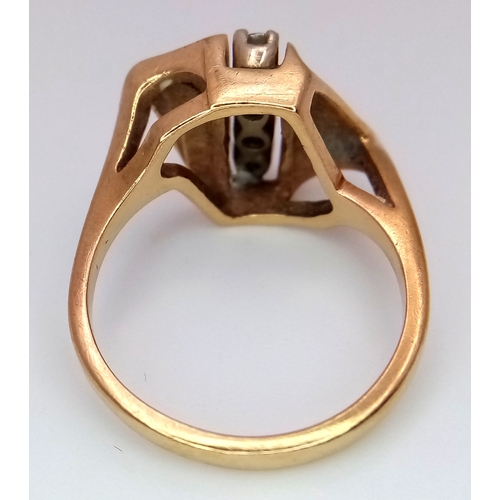 50 - A 14K Yellow Gold Diamond Channel Set Ring. Size L. 5.05g