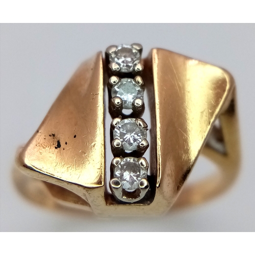 50 - A 14K Yellow Gold Diamond Channel Set Ring. Size L. 5.05g