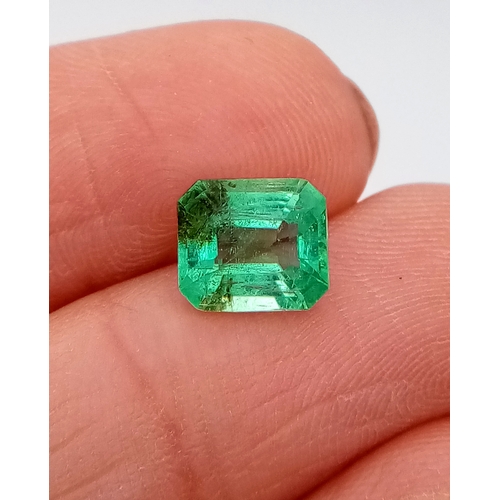 1306 - A 1.42ct Emerald Gemstone, Octagon cut, 7.78 x 6.81 x 4.11mm. Comes with a GFCO certificate.