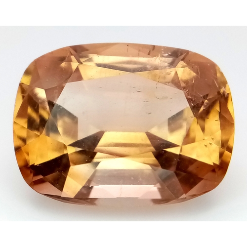 1328 - A 19.32ct Imperial Topaz Gemstone. Cushion shape. GFCO Swiss Certified.