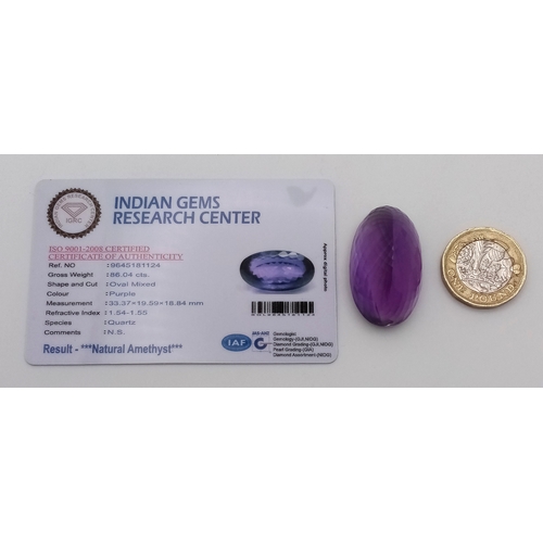 885 - An 86.04ct Bolivian Large Amethyst. February Birthstone. IGRC Certified