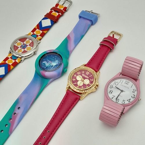 1666 - Four colourful vintage watches. Please see photos for details and conditions.