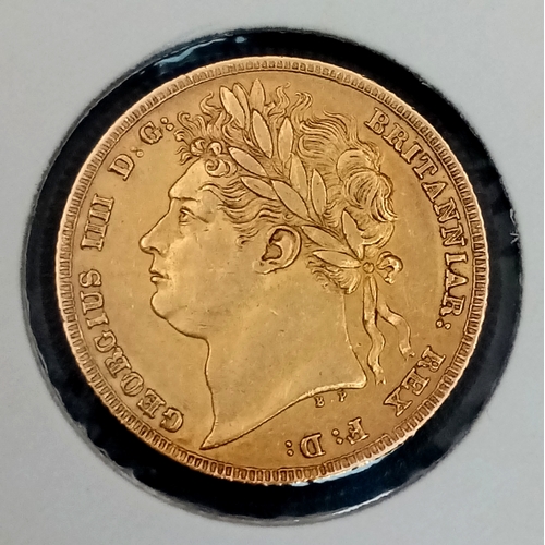 4 - A RARE 1824 GEORGE IV ' LAUREATE HEAD ' FULL SOVEREIGN 8G. VF/EF Grade but please see photos. Ref: S... 