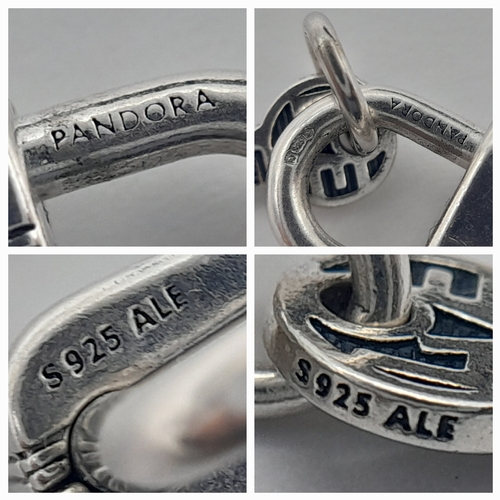 887 - A PANDORA STERLING SILVER PADLOCK AND KEY CHARM 8.3G TOTAL WEIGHT, 2CM x 1.2CM. Ref: H 3002