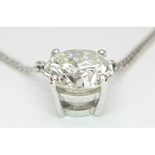 529 - A WGI Certified 18K White Gold and Diamond Pendant on an 18K White Gold Chain. 0.78 brilliant round ... 