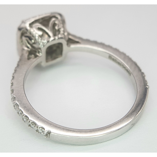 656 - A GIA Certified 950 Platinum Diamond Ring. A 0.90ct Brilliant Modified Square Cut Diamond with SI1 c... 