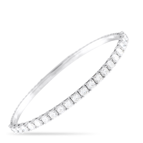 628 - WITHDRAWN - An 14K White Gold 4.28ct Lab Grown Diamond Tennis Bangle Bracelet. It is fully lined wit... 