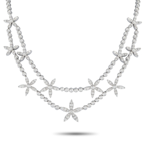 635 - An Asprey Daisy 18K White Gold 5.76ct Diamond Necklace. Features the quintessential English wildflow... 