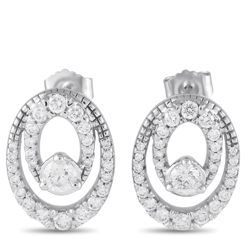 815 - A pair of 14K White Gold 1.0ct Diamond Earrings. Sparkling Diamonds with a total weight of 1.0 carat... 