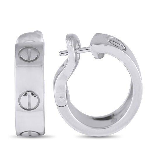 1650 - A pair of Cartier LOVE 18K White Gold Hoop Earrings. CA26-011625 Total weight: 12.3 grams.  *This it... 