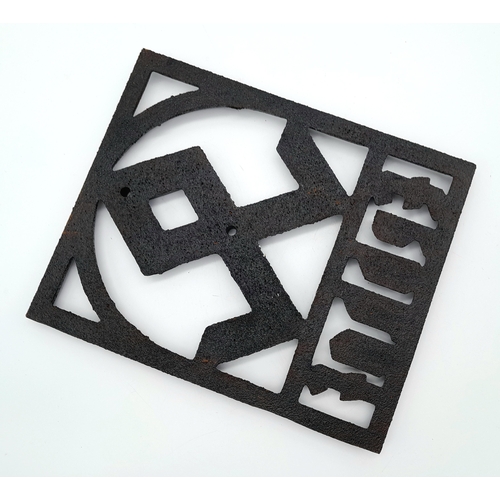 200 - A 3rd Reich Erbhof (Hereditary Farm) Iron Plaque Depicting the Odal Rune. These were mounted to farm... 