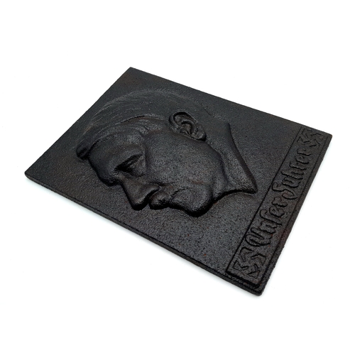 486 - A WW2 German Cast Iron Hitler Plaque.