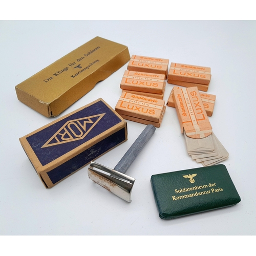 521 - A WW2 German Razor, Spare Blades and Soap Set.