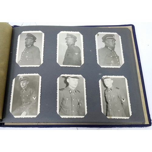 639 - A Waffen SS Soldiers Photo Album. A mixture of military and family photos, depicting his time with t... 