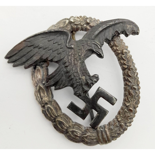 871 - A 3rd Reich Luftwaffe Observers Badge. Maker Marked: “BSW” for Brüder Schneider Wien. One of the riv... 