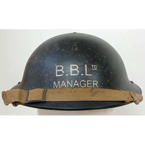 963 - A WW2 British Homefront Plasfort Fibre Lightweight Helmet. Supplied by the hatters Dunn & Co. Worn b... 