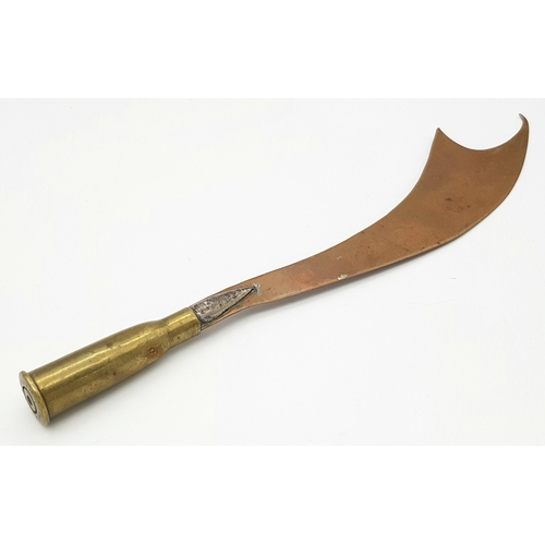 985 - A WW1 Trench Art Letter Opener Made from an INERT bullet and Shell Shrapnel. UK Mainland Shipping On... 