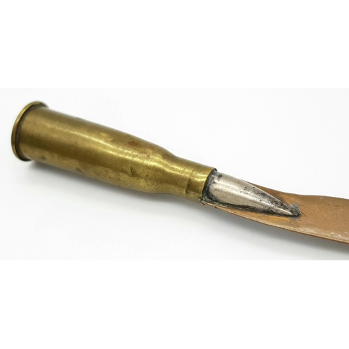 985 - A WW1 Trench Art Letter Opener Made from an INERT bullet and Shell Shrapnel. UK Mainland Shipping On... 