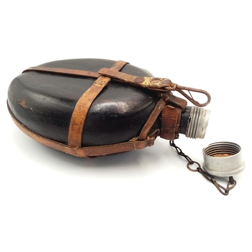 991 - A WW2 German Africa Corps Tropical Issue Husk Covered Water Bottle and Pannier.