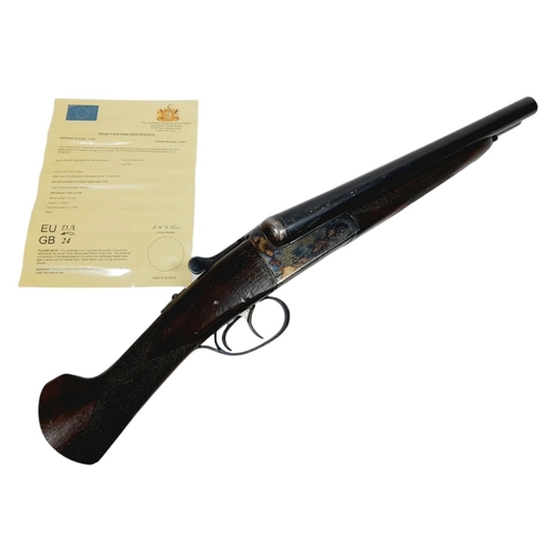 948 - A Deactivated Vintage AYA 12 Gauge Side by Side Sawn-Off Shotgun. Double trigger. Comes with an EU d... 