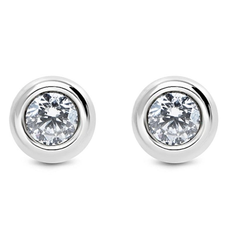 1066 - A PAIR OF 18CT WHITE GOLD EARRINGS FEATURING 2 ROUND DIAMONDS TOTALING 0.60CT WITH G/H COLOR AND I1 ... 