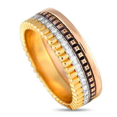 1657 - An Boucheron Quatre Classique 18K Rose, Yellow, and White Gold Diamond Band Ring. BU28-011625 Ring s... 