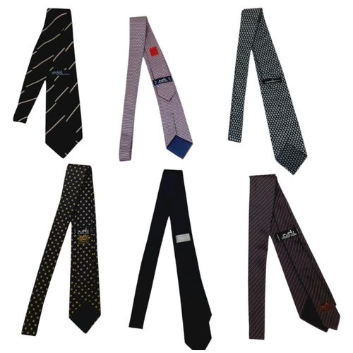 55 - Six Silk Ties - Rubinacci, Ralph Lauren, Hermes and Dior. In good condition overall, one Ralph Laure... 