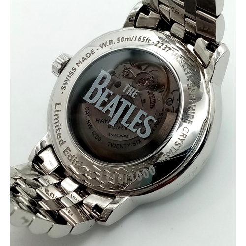 111 - A Raymond Weil Limited Edition 'Beatles' Watch. Stainless steel bracelet and case - 40mm. Black dial... 