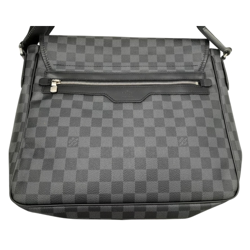 194 - A Louis Vuitton Damier Graphite Damien MM Messenger Bag. Coated canvas exterior with leather trim, s... 