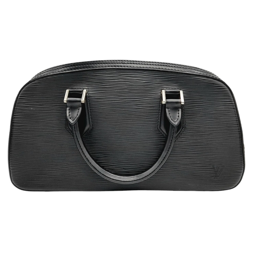 377 - A Louis Vuitton Black Epi Leather Alma PM Bag. Black leather exterior with silver-toned hardware, du... 