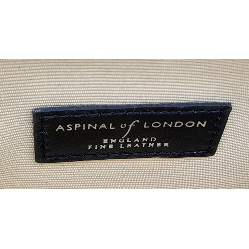 539 - An Aspinal of London Blue and Silver Sequinned Shoulder Bag. Sequinned exterior with black leather t... 