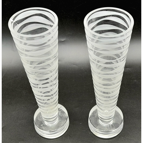 580 - A Pair of French Salviato Conical Glass Vases. 21cm tall.