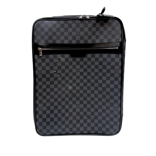 769 - A Louis Vuitton Damier Graphite Pegase Suitcase. Coated canvas exterior with leather trim, ID tag an... 