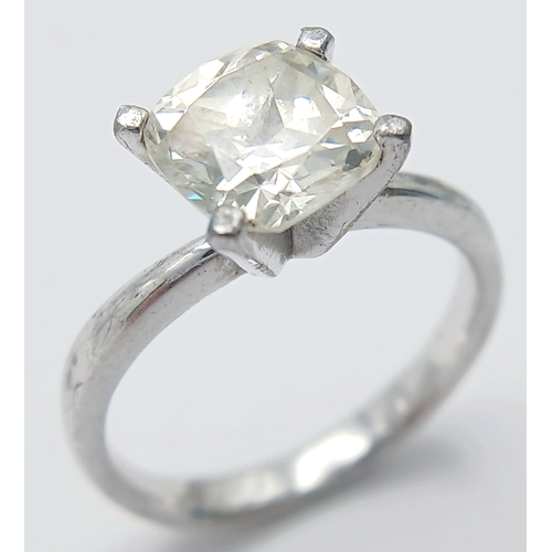 1636 - A Silver Large White Stone Dress Ring.