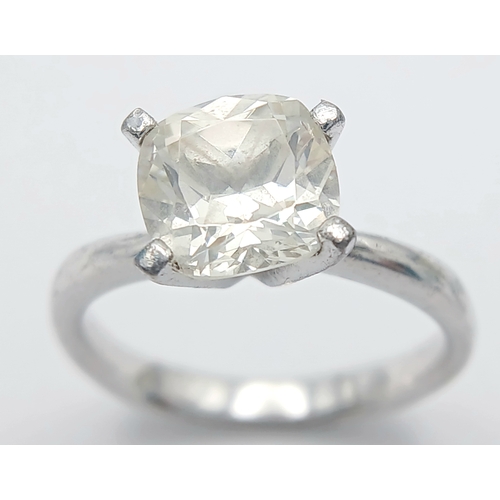 1636 - A Silver Large White Stone Dress Ring.