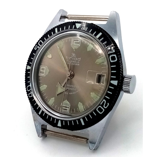 409 - A 3T Triad 21 Jewel Stainless Steel Watch Case - 36mm. In working order - just needs a strap.