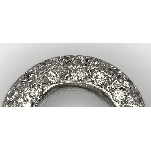 652 - A Fancy 14K White Gold and Diamond Encrusted Six Row Necklace Clasp. 23.3g total weight.